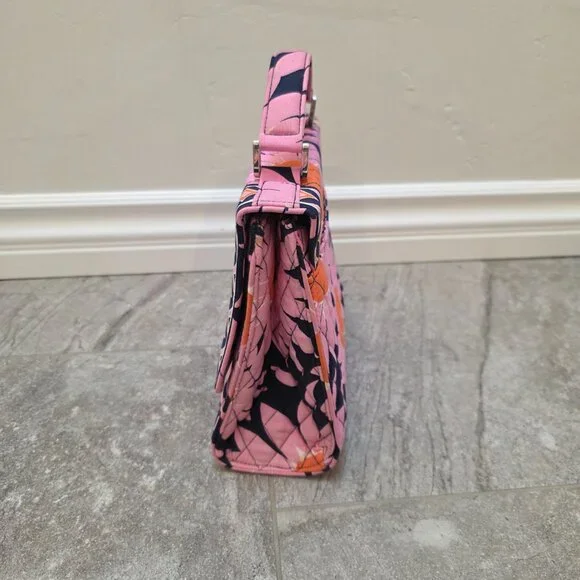 Vera Bradley Loves Me Pattern BLUE & PINK Julia Purse Turn Lock Detachable Strap - Picture 4 of 11